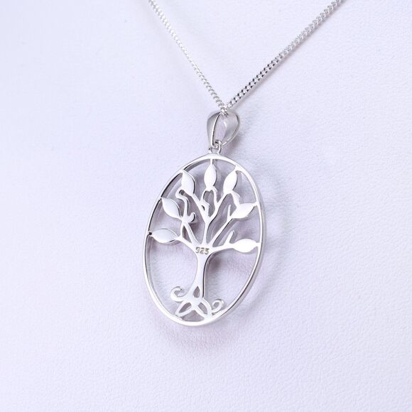 925 Sterling Silver FIRE OPAL NECKLACE, Opal Tree Pendant Necklace - Picture 5 of 8